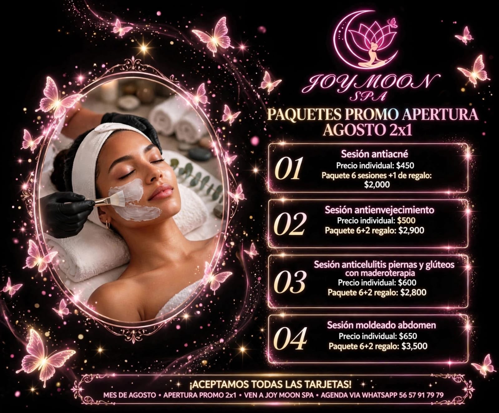 Promoción de apertura JOYMOON SPA con paquetes antiacné, antienvejecimiento, anticelulitis y moldeado de abdomen